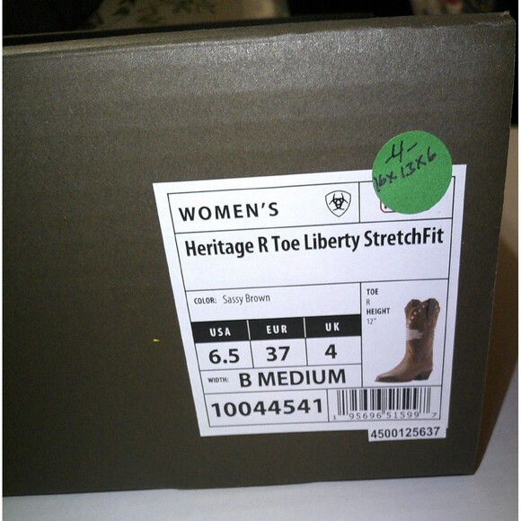 New NWT NIB Womens 6.5 Ariat Boot Western Distressed Heritage Liberty Leather - Picture 2 of 8